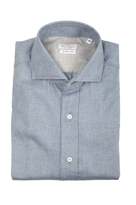 Shop BRUNELLO CUCINELLI  Camicia: Brunello Cucinelli camicia in cotone.
Chiusura con cannoncino e bottoni in madreperla.
Colletto francese.
Polsini con due bottoni in madreperla.
Basic fit.
Composizione:  61% cotone, 39% lyocell.
Made in Italy.. MY6370028-C016